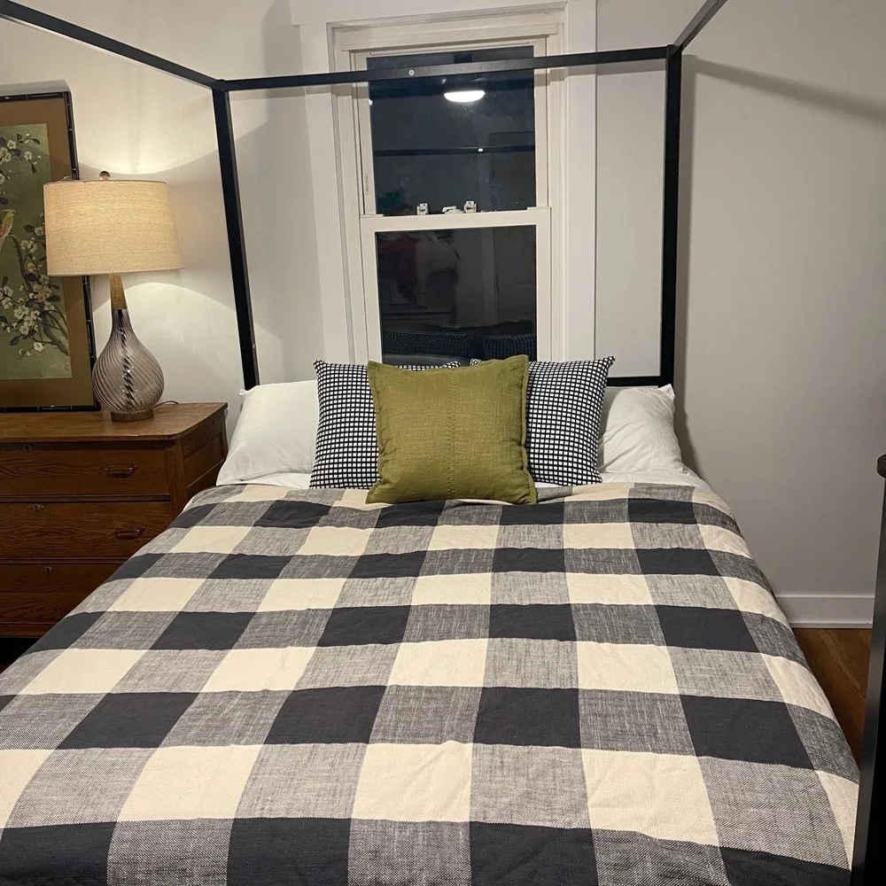 Pottery Barn Bryce Buffalo Check Cotton Duvet Cover Full/Queen Charcoal Grey‎
